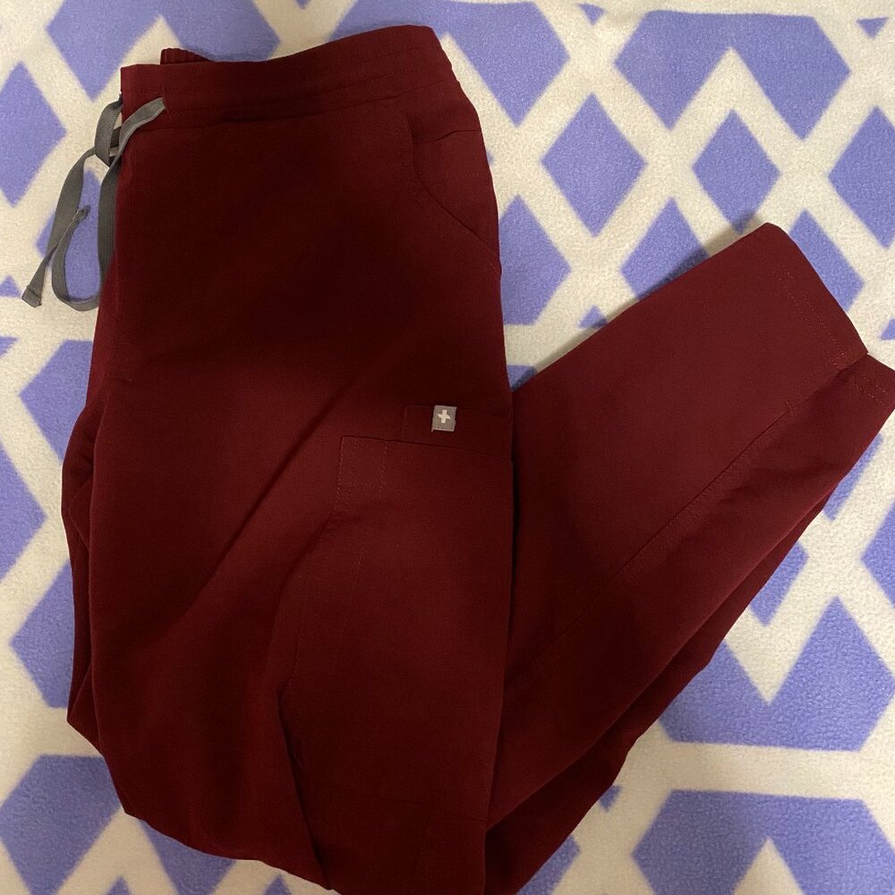 FIGS Burgundy Yola Skinny Scrub Pants (old-elastic waistband) S